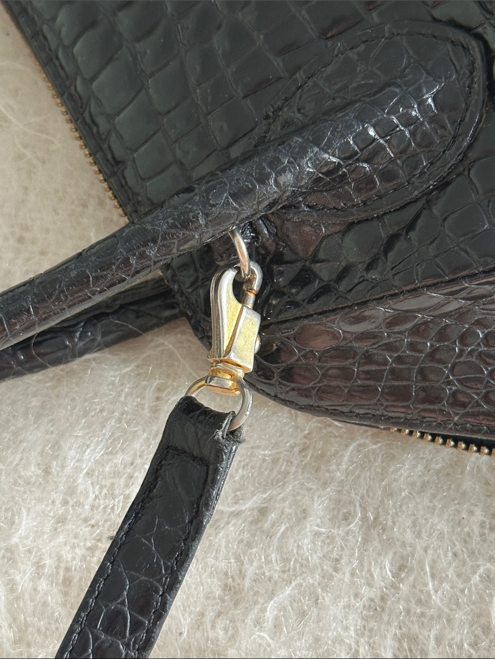 Gianni Versace Couture Vintage Black Croc Embossed Top Handle Bag Medusa - Picture 5 of 16